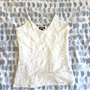 Express Medium white lace tank top
